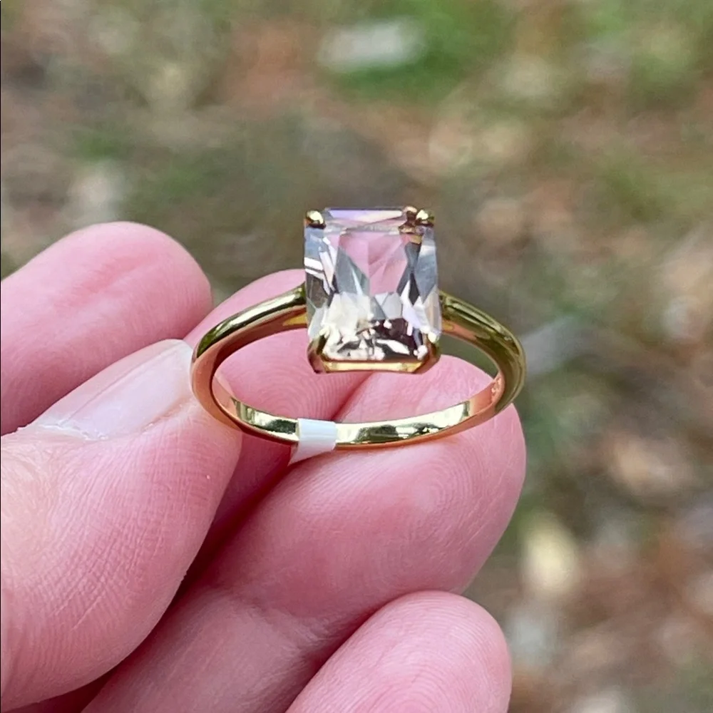 NWT Elegant Natural Ametrine 18k Gold Plated Ring over 925 Silver 10X8mm Size 8
